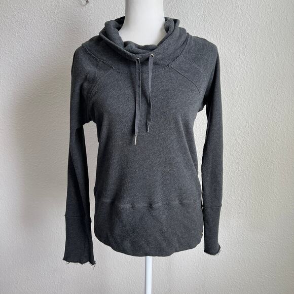 Calvin Klein Performance Gray Cowl Neck Sweatshirt Women's S Quick Dry Raw Edge - Picture 1 of 7